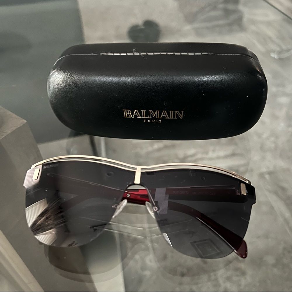 BALMAIN Sunglasses with Red Frames 70MM + Case, NWT - Picture 14 of 15